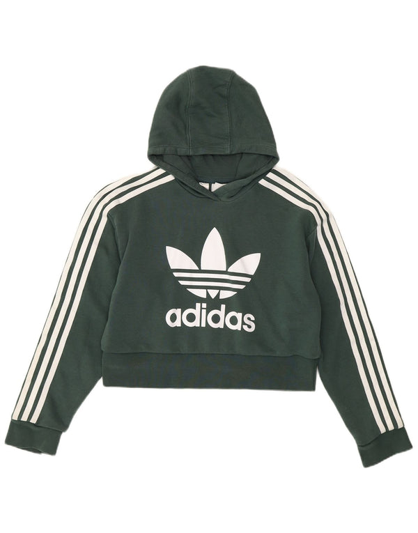 Adidas Girls Graphic Crop Hoodie Jumper 11-12 år Grøn Bomuld