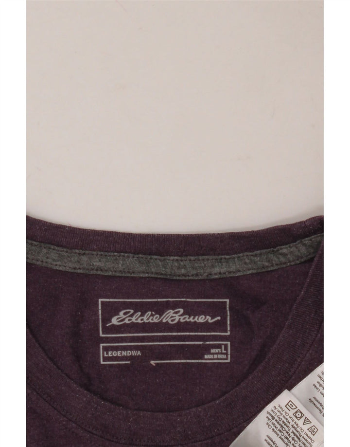 EDDIE BAUER Mens Graphic T-Shirt Top Large Purple Cotton Vintage Eddie Bauer and Second-Hand Eddie Bauer from Messina Hembry 