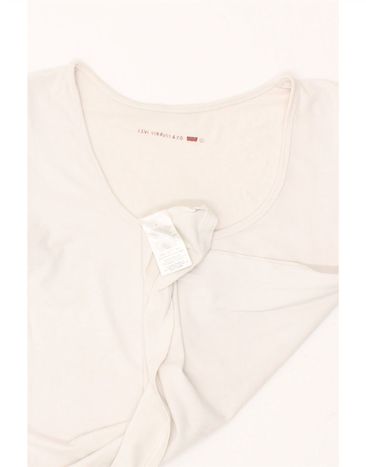 LEVI'S Womens Crop T-Shirt Top UK 14 Large White Cotton Vintage Levi's and Second-Hand Levi's from Messina Hembry 