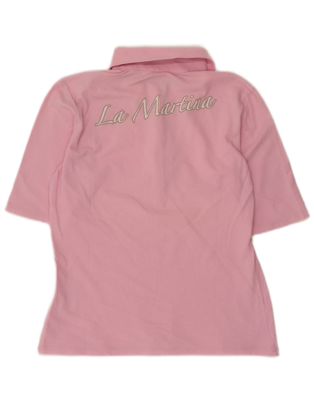 La Martina Dame Grafisk Polo Shirt IT 44 Medium Pink Bomuld