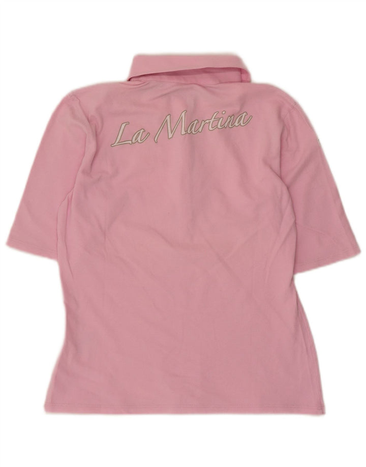 La Martina Dame Grafisk Polo Shirt IT 44 Medium Pink Bomuld