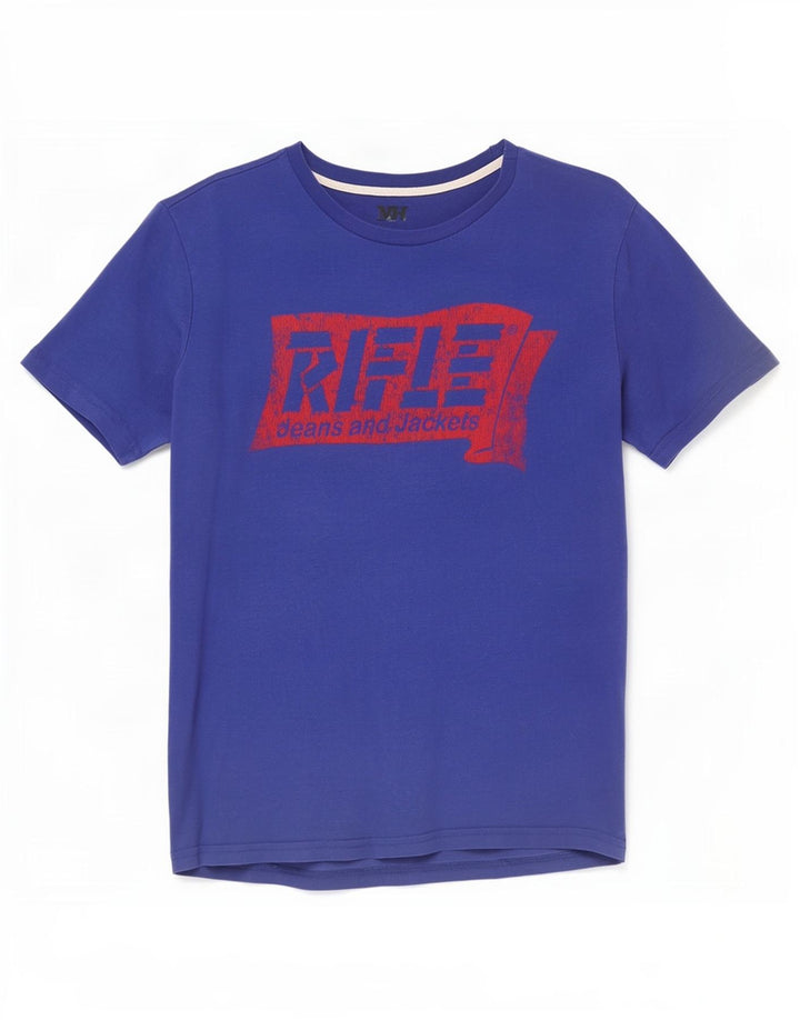 Rifle Drenge Grafisk T-Shirt Top 13-14 År Blå Bomuld