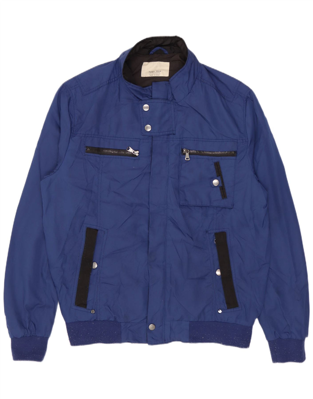 ZARA Bomberjakke til mænd UK 42 XL Blå Polyester
