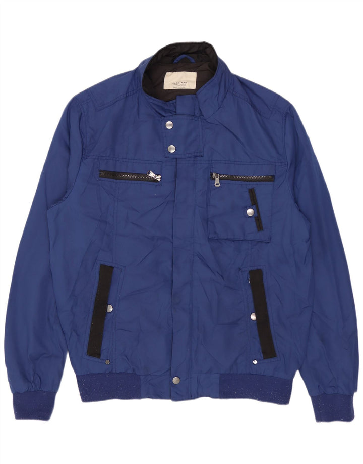ZARA Bomberjakke til mænd UK 42 XL Blå Polyester