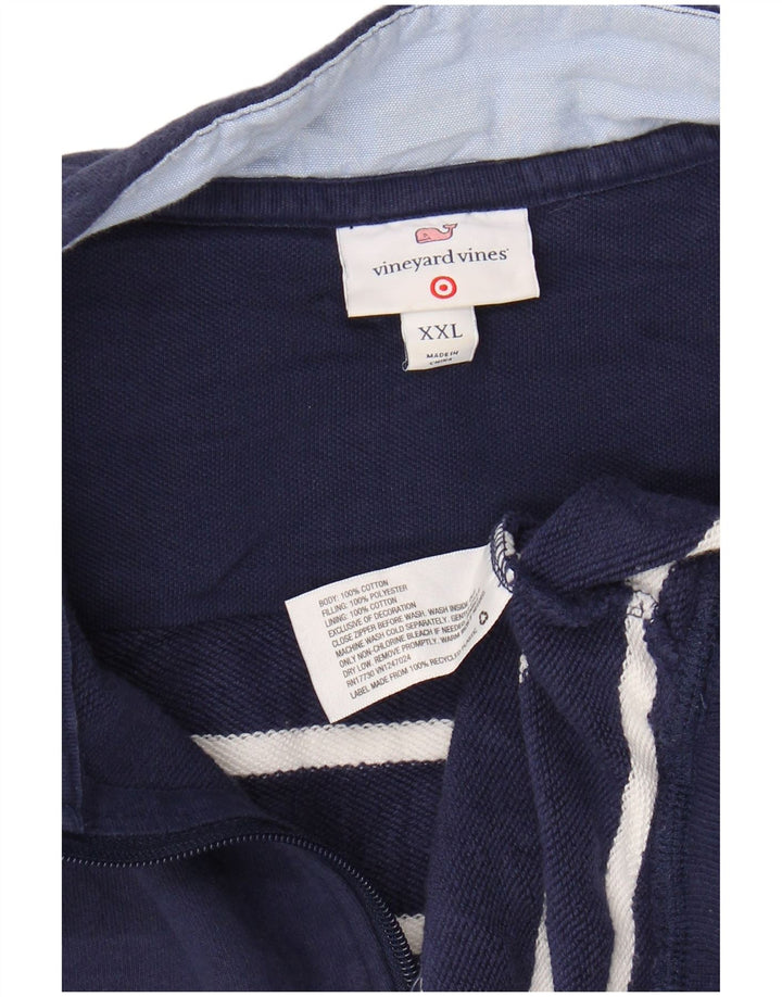 VINEYARD VINES Herre Zip Neck Sweatshirt Jumper 2XL Navy Blue Striped