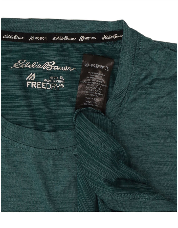 Eddie Bauer Herre T-Shirt Top XL Grøn Flecked Polyester