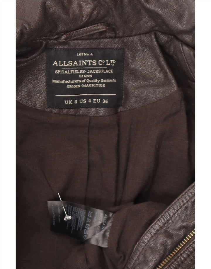 All Saints Dame Biker Jacket UK 8 Lille brunt læder