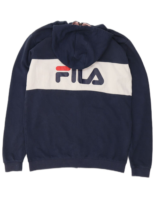 Fila Boys grafisk hættetrøje med lynlås 15-16 år marineblå farveblok