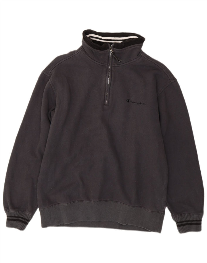 Champion Herre Zip Neck Sweatshirt Jumper lille grå bomuld