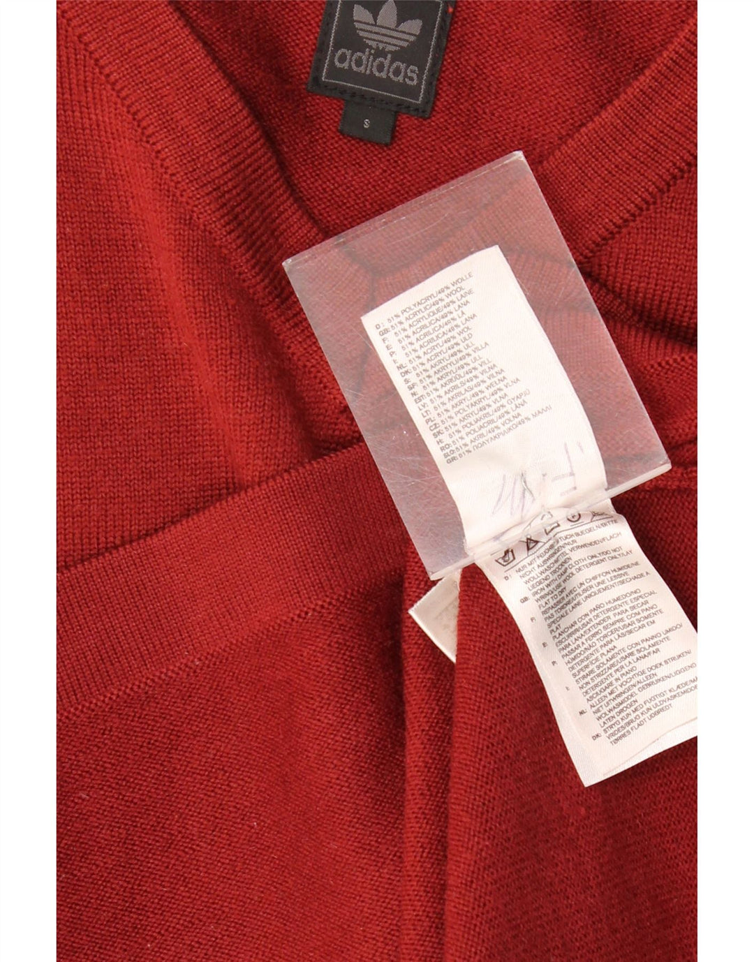 ADIDAS Herre V-hals sweater Small Bourgogne uld