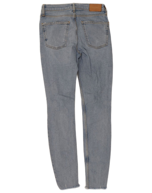 Zara Dame Distressed Skinny Jeans EU 34 2XS W24 L27 Blå Bomuld