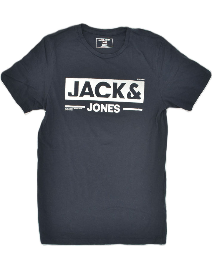 JACK & JONES Mens Core Slim Fit Graphic T-Shirt Top Medium Navy Blue | Vintage Jack & Jones | Thrift | Second-Hand Jack & Jones | Used Clothing | Messina Hembry 