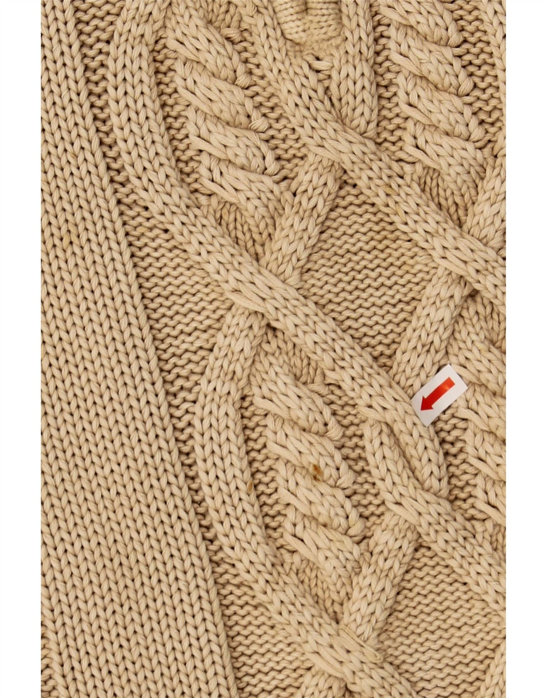 VINTAGE Mens Zip Neck Jumper Sweater Medium Beige Cotton Vintage Vintage and Second-Hand Vintage from Messina Hembry 