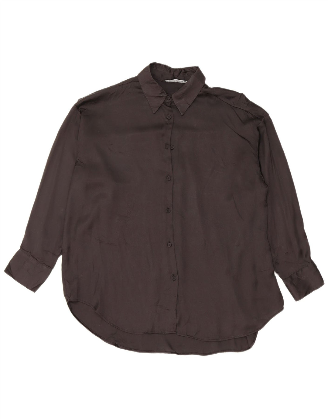 Zara Oversized skjortebluse til kvinder UK 10 Lille sort polyester