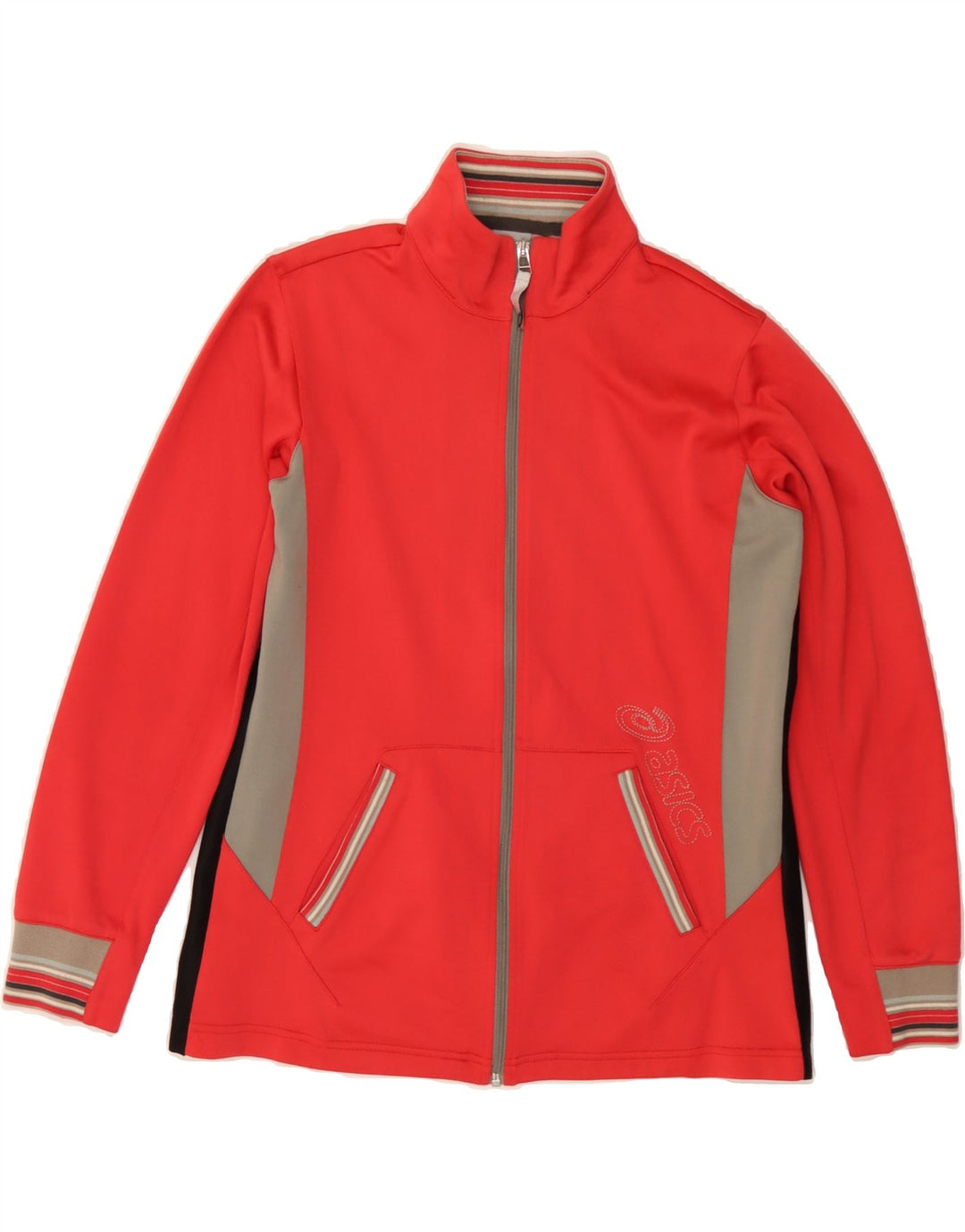 ASICS Womens Tracksuit Top Jacket Medium Red Colourblock Vintage Asics and Second-Hand Asics from Messina Hembry 