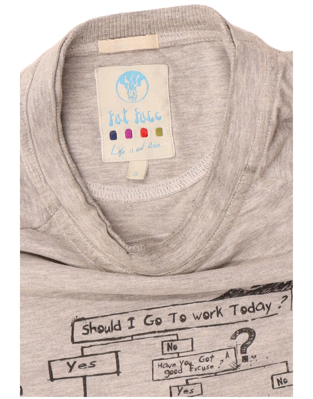 Fat Face Herre Grafisk T-Shirt Top Lille Grå