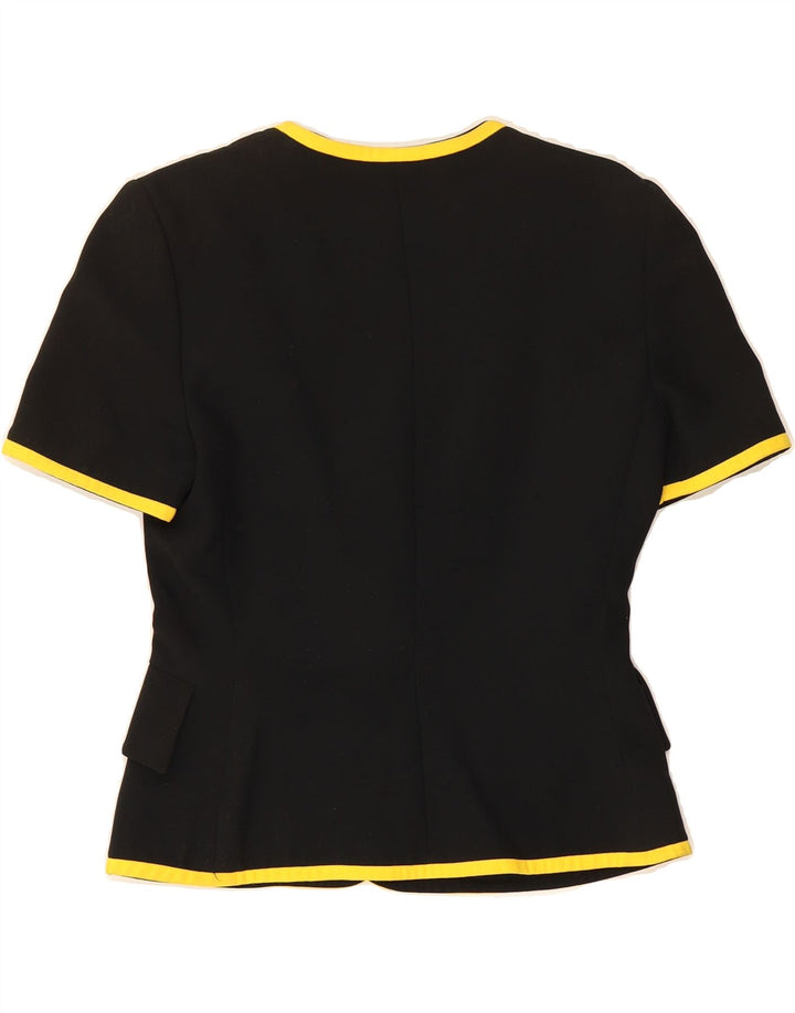 GAI MATTIOLO Womens Short Sleeve 3 Button Blazer Jacket UK 14 Medium Black Vintage Gai Mattiolo and Second-Hand Gai Mattiolo from Messina Hembry 