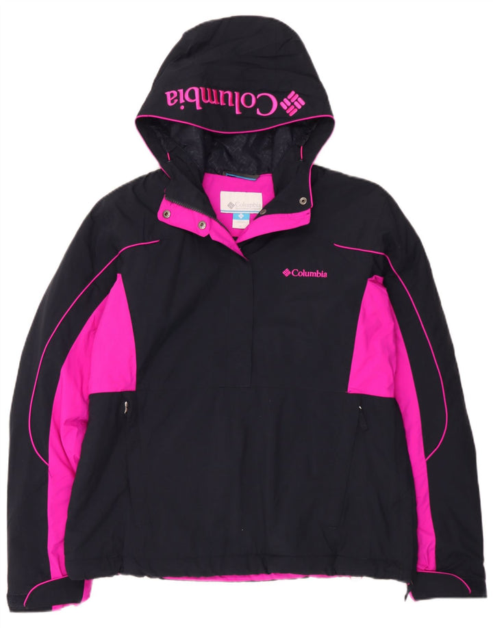 Columbia Dame Oversized grafisk regnjakke UK 18 XL Sort Colourblock