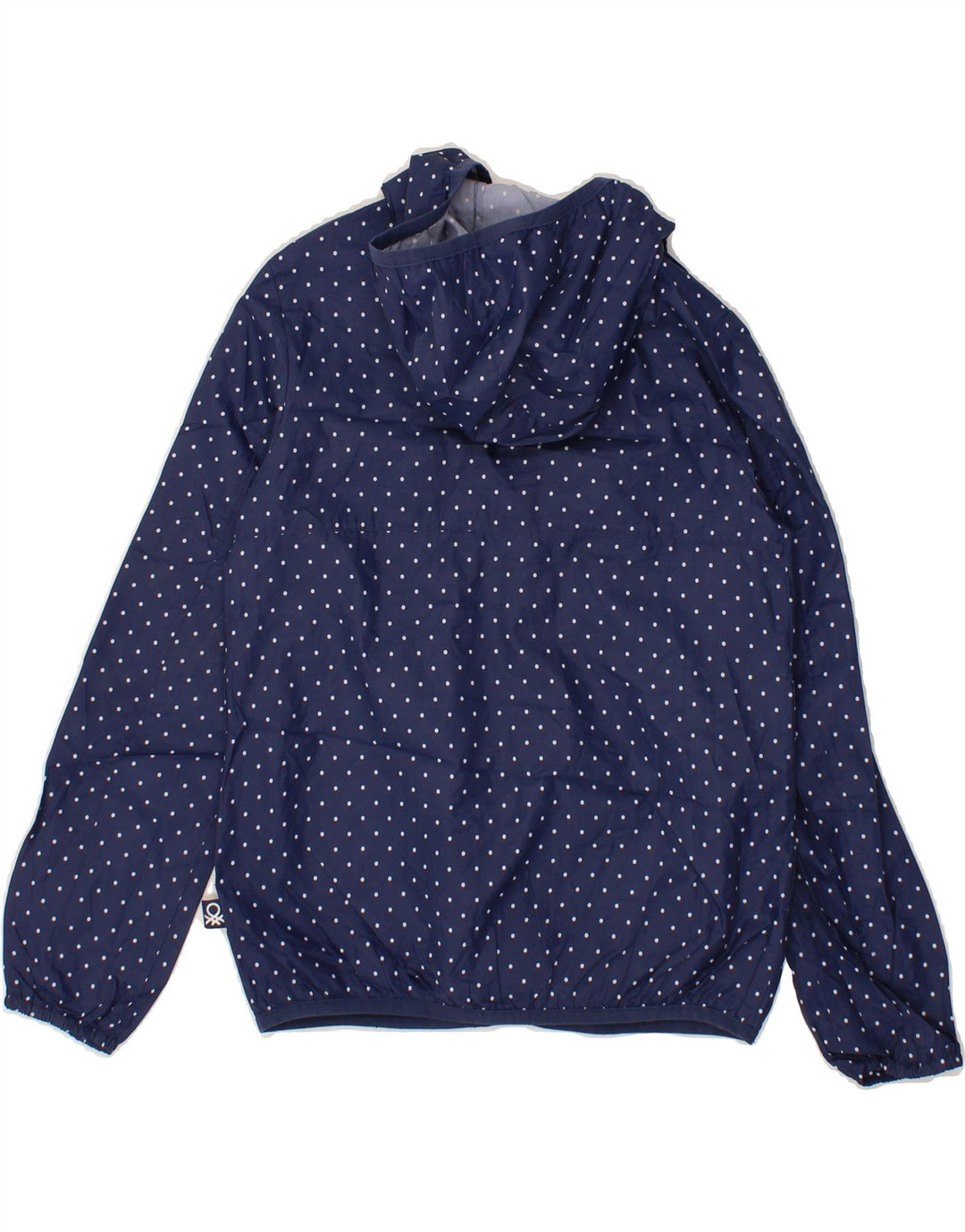 BENETTON Girls Hooded Rain Jacket 7-8 Years  Navy Blue Spotted Vintage Benetton and Second-Hand Benetton from Messina Hembry 