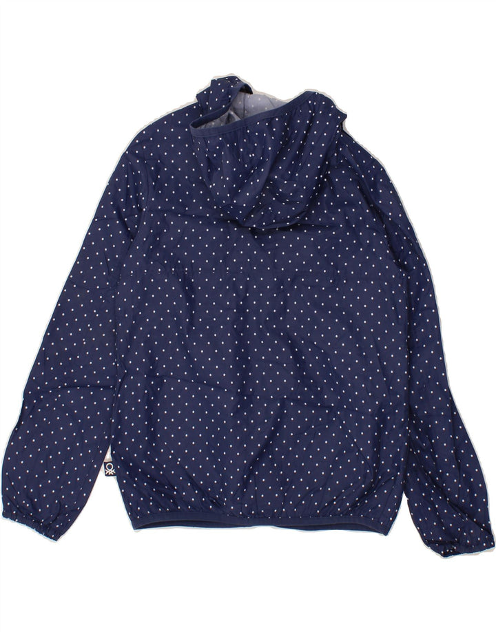 BENETTON Girls Hooded Rain Jacket 7-8 Years  Navy Blue Spotted Vintage Benetton and Second-Hand Benetton from Messina Hembry 