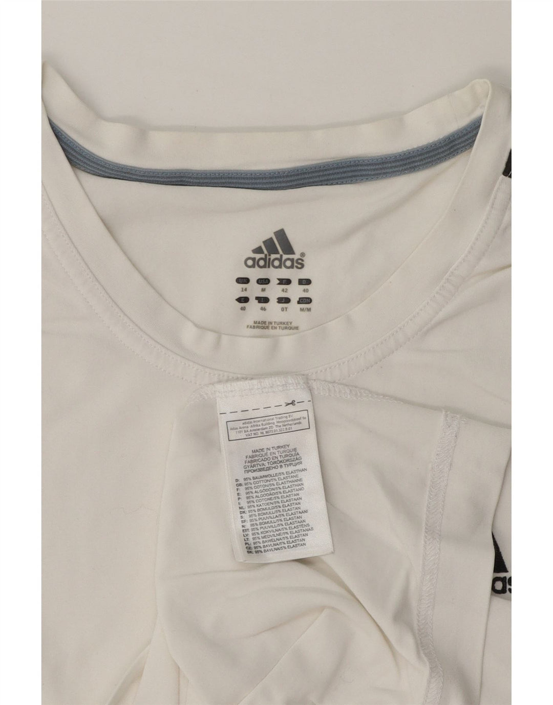 ADIDAS Womens T-Shirt Top UK 14 Medium White Cotton Vintage Adidas and Second-Hand Adidas from Messina Hembry 