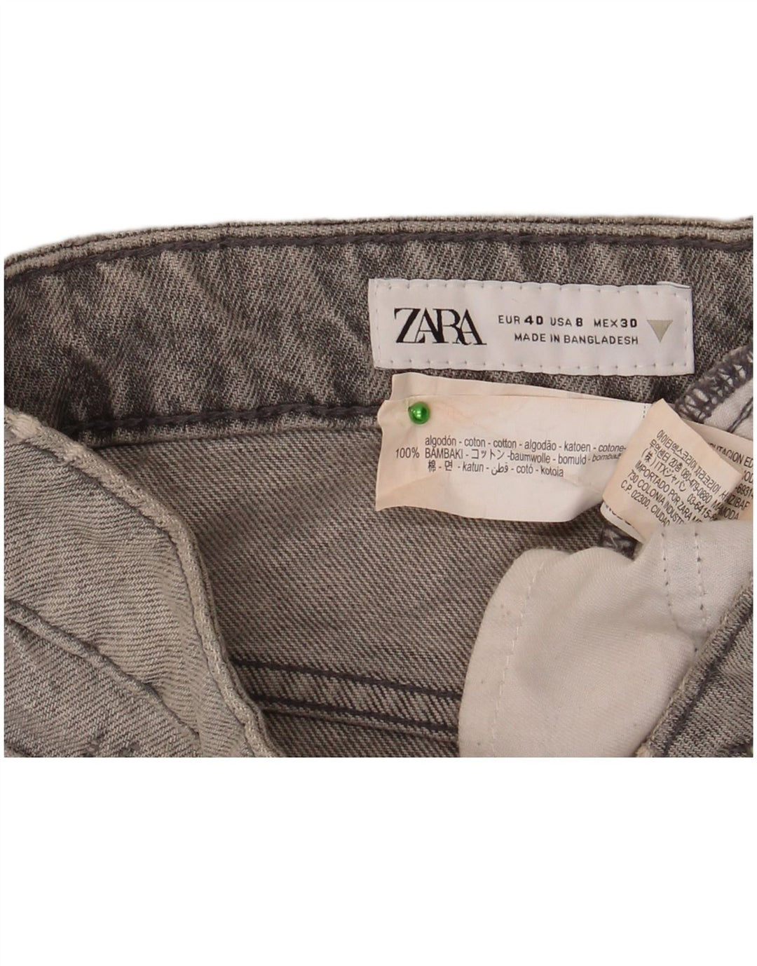 Zara Dame Denim Distressed Hot Pants EU 40 Medium W30 Grå Bomuld