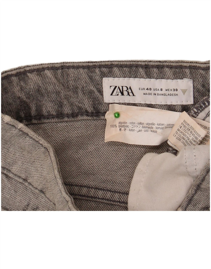 Zara Dame Denim Distressed Hot Pants EU 40 Medium W30 Grå Bomuld