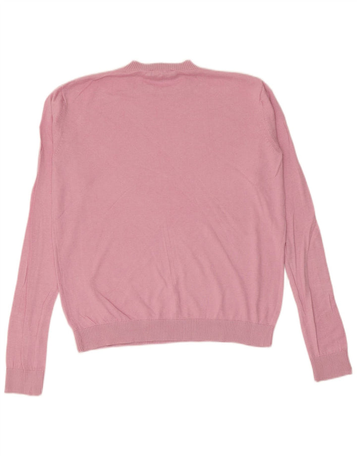 Max Mara Dame Crew Neck Jumper Sweater UK 14 Medium Pink