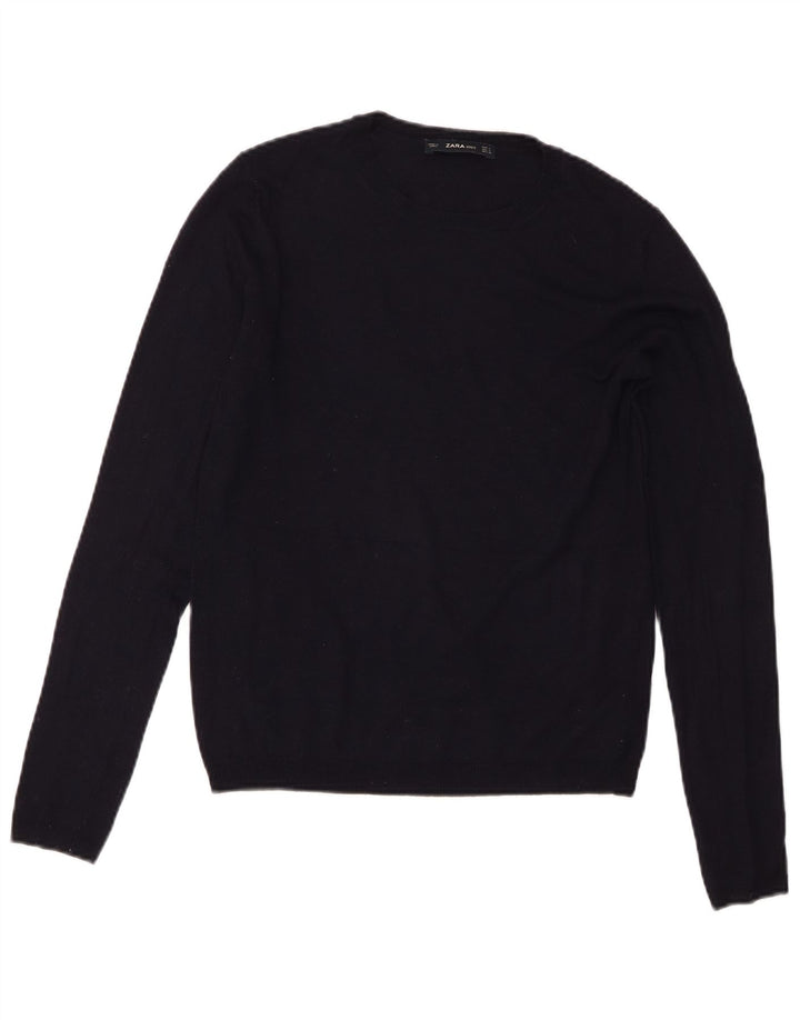 Zara Dame sweater med rund hals DK 10 Small Navy Blue Modal