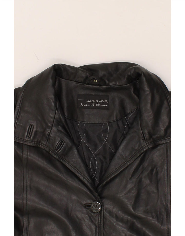 VINTAGE Womens Leather Coat IT 44 Medium Black Leather Vintage Vintage and Second-Hand Vintage from Messina Hembry 