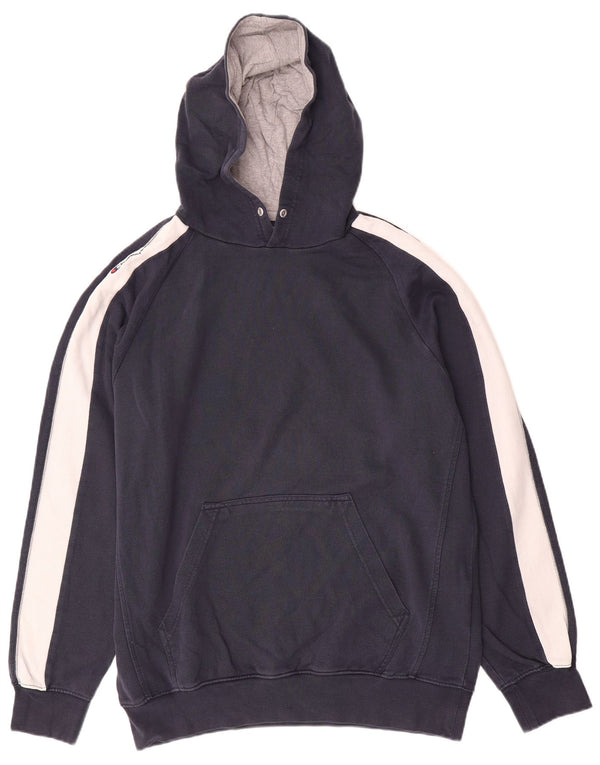 Champion Mens Hoodie Jumper Large Navy Blue Colourblock