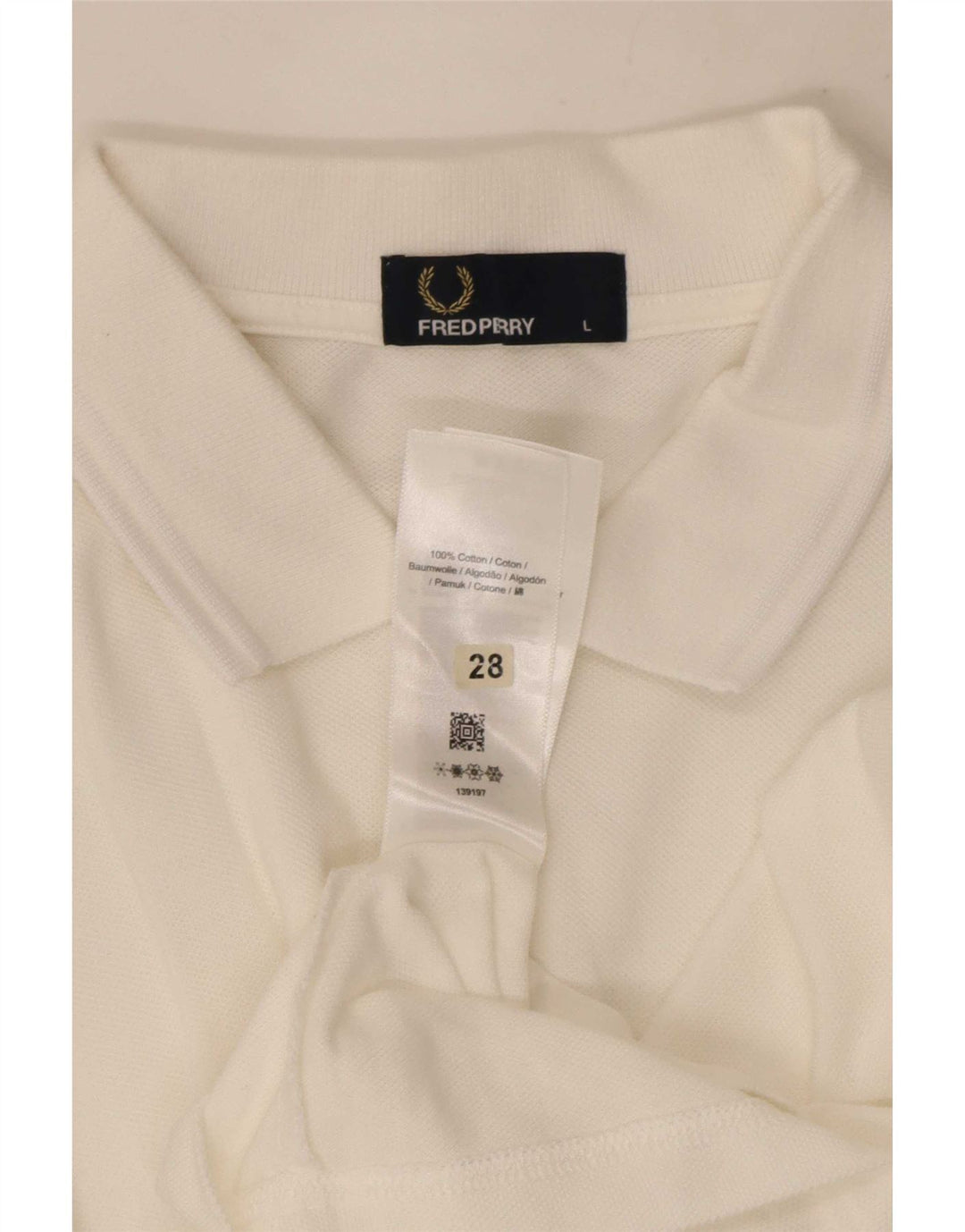 Fred Perry Langærmet herre poloshirt Stor hvid bomuld