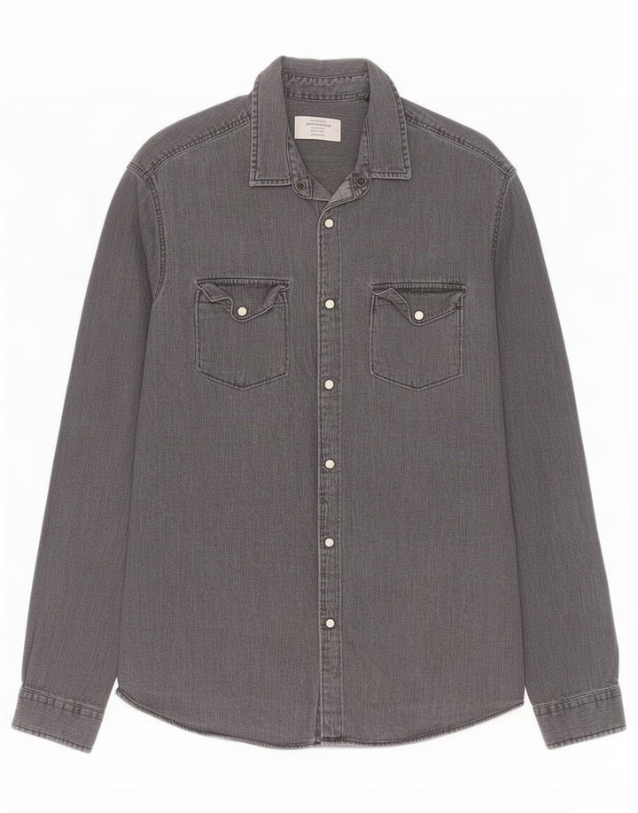 Jack & Jones Denimskjorte til mænd mellemgrå bomuld