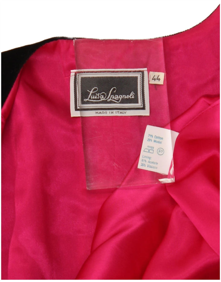 Luisa Spagnoli Dame Open Bolero Jacket IT 44 Medium Sort Bomuld