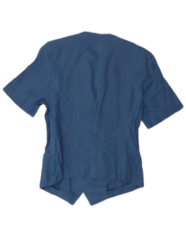 Preca Dame Kortærmet Cardigan Top IT 42 Medium Blue Linen
