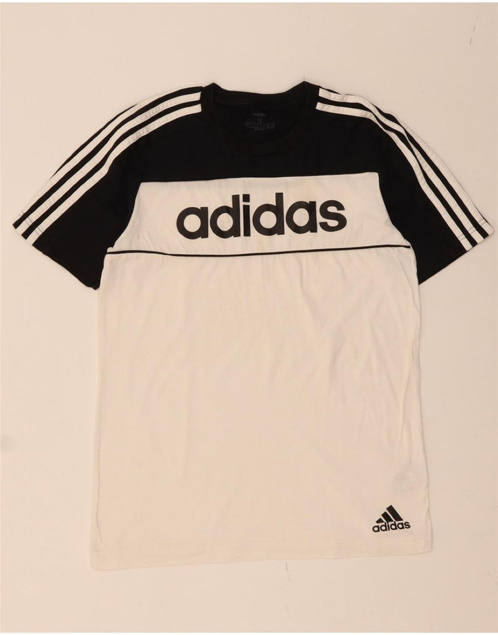 ADIDAS Mens Graphic T-Shirt Top Small White Colourblock Cotton Vintage Adidas and Second-Hand Adidas from Messina Hembry 