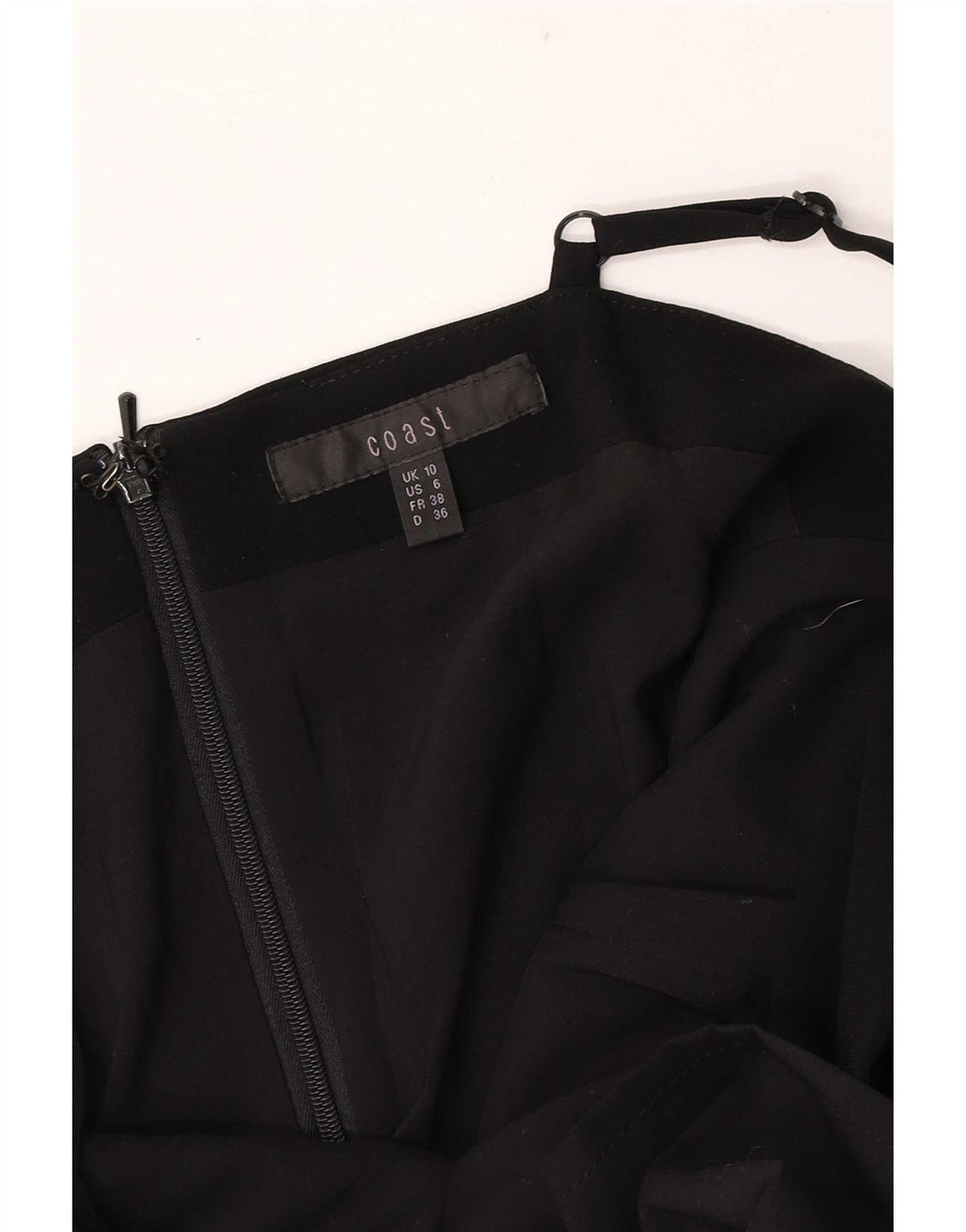 Coast Womens Ruffle Front Ærmeløs Bodycon Dress UK 10 Small Black