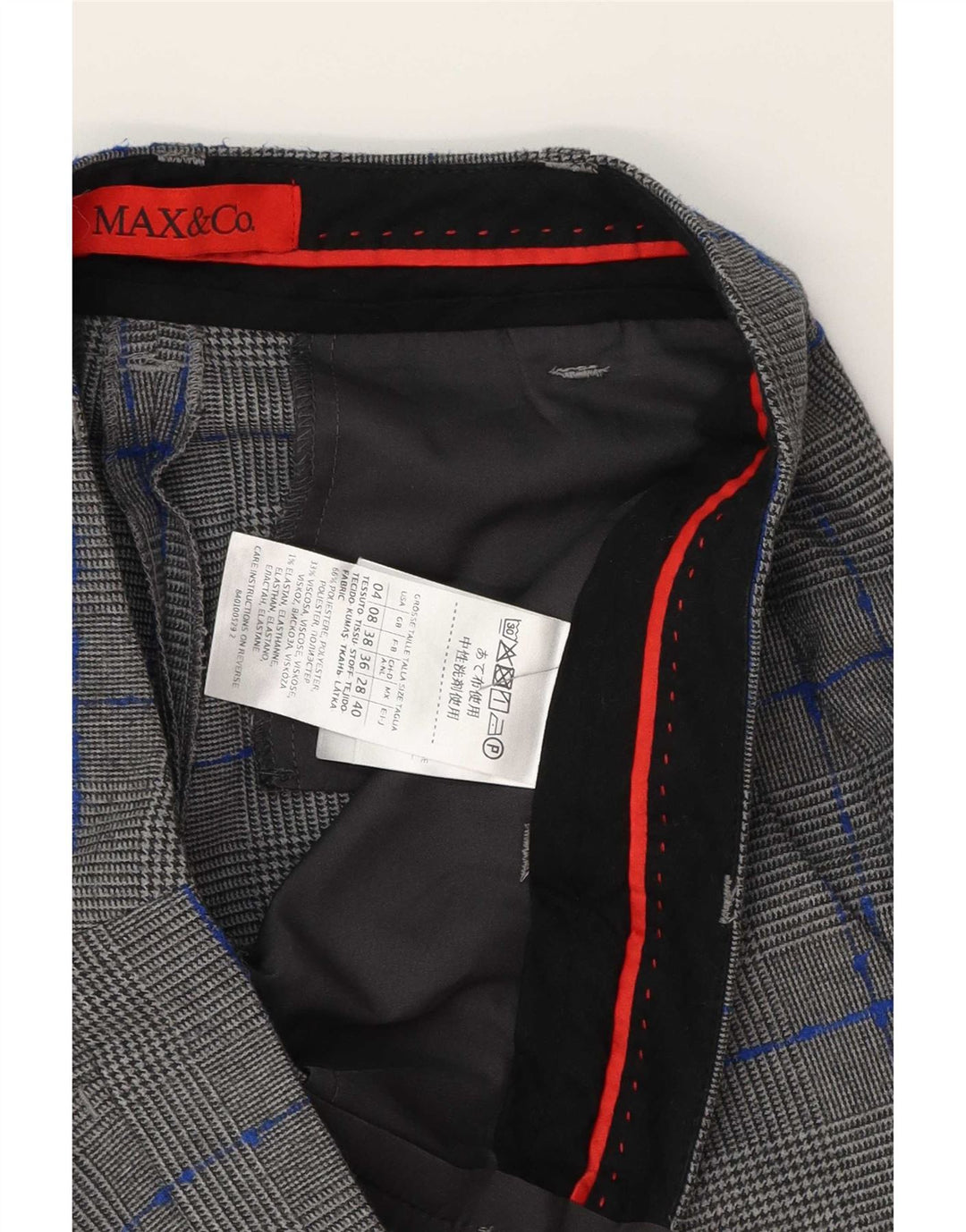Max & Co. Chinobukser til kvinder UK 8 Small W28 L27 Grå Houndstooth