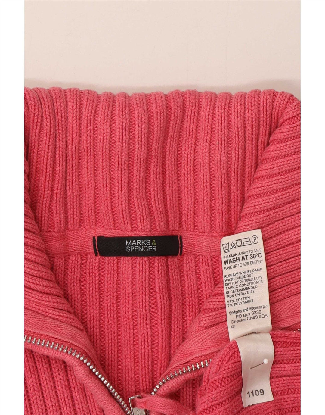 Marks & Spencer Dame Cardigan Sweater UK 16 Large Pink Bomuld