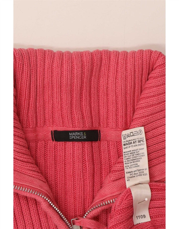 Marks & Spencer Dame Cardigan Sweater UK 16 Large Pink Bomuld