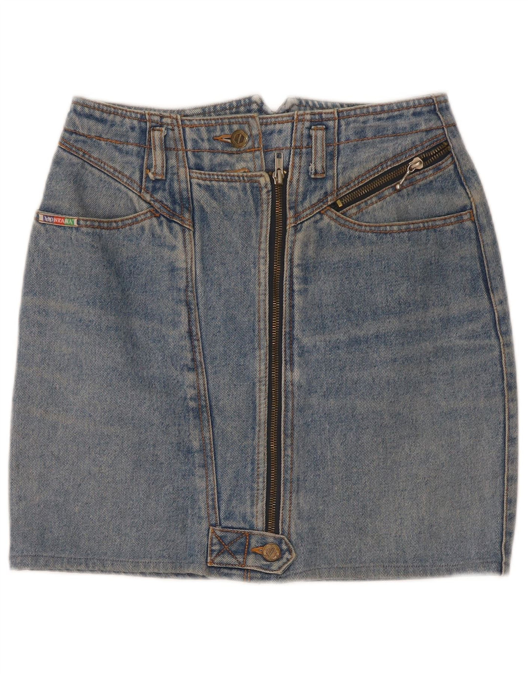 Vintage Dame Mini Denim Nederdel W26 Lille Blå