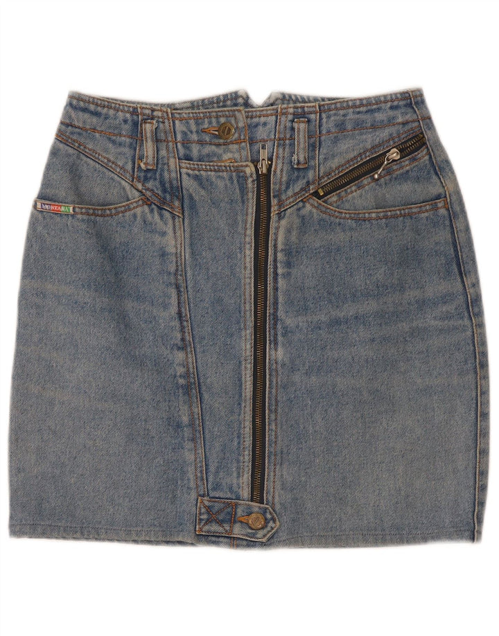 Vintage Dame Mini Denim Nederdel W26 Lille Blå