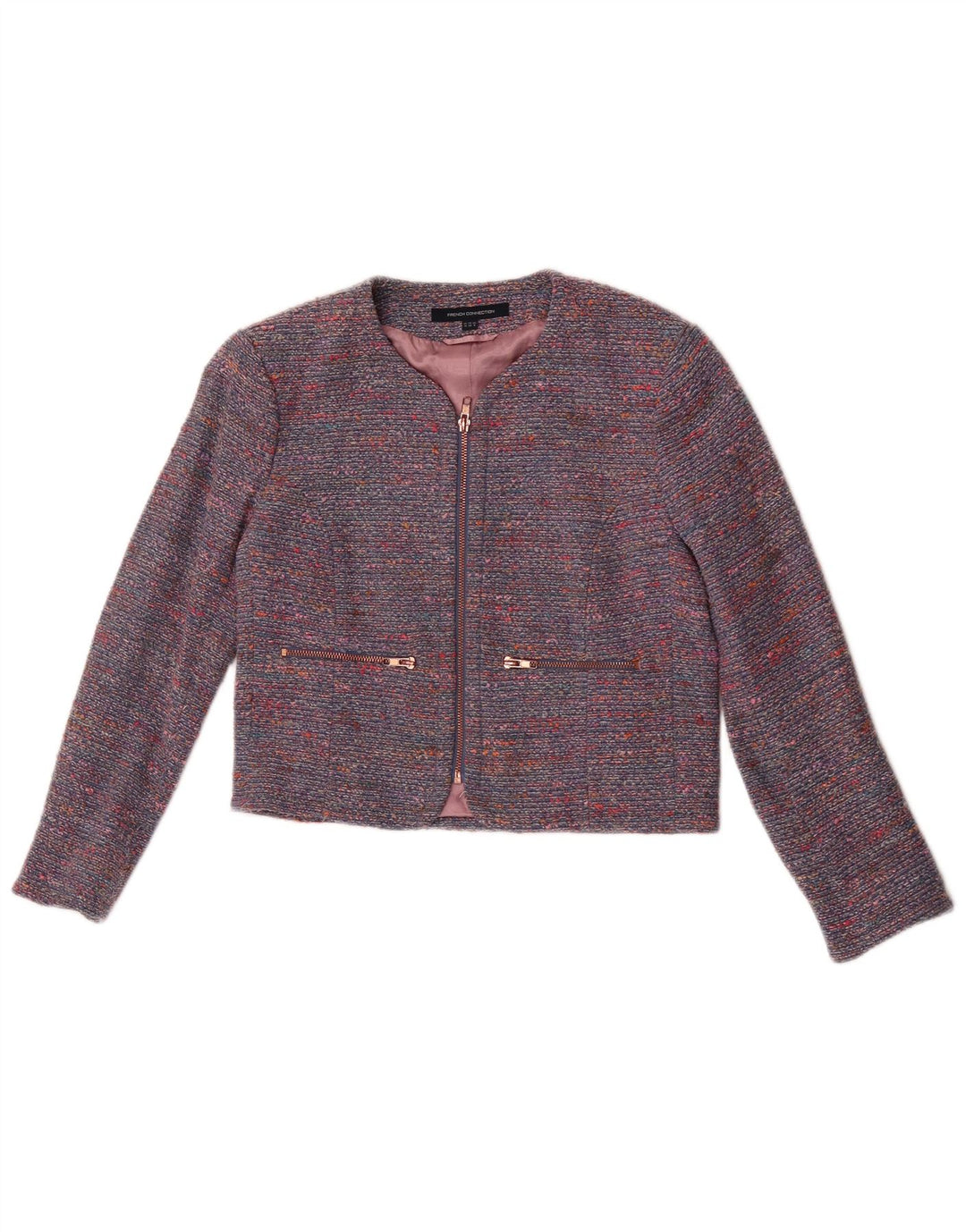French Connection Dame Crop Blazer Jacket UK 10 Small Blue Flecked