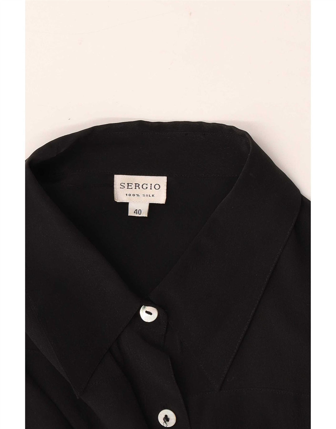 Vintage kortærmet almindelig skjorte til kvinder EU 40 Medium Sort Silke