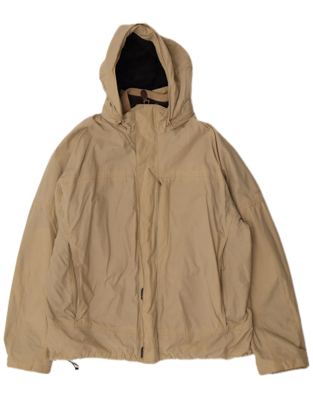 Timberland Herre Hooded Windbreaker Jacket UK 42 XL Beige Polyester