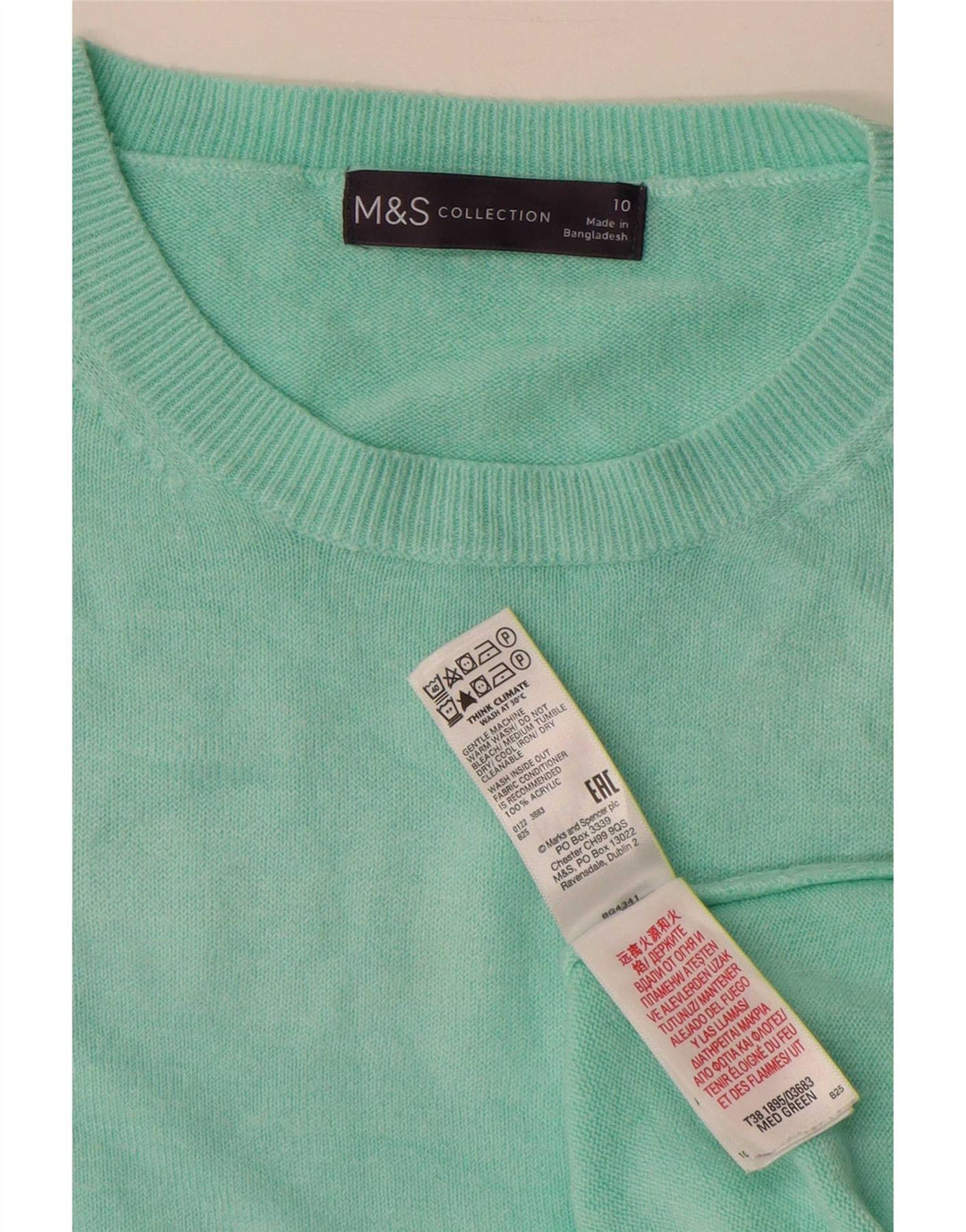 Marks & Spencer Dame Boat Neck Jumper Sweater UK 10 Small Turkis