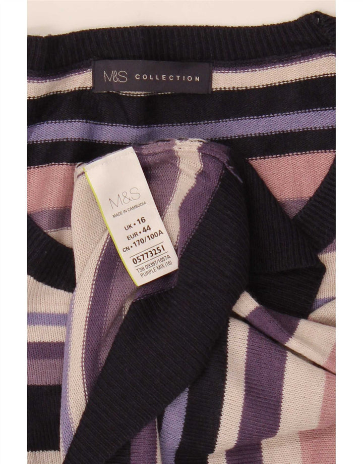 Marks & Spencer Dame Boat Neck Jumper Sweater UK 16 Large Multicolor