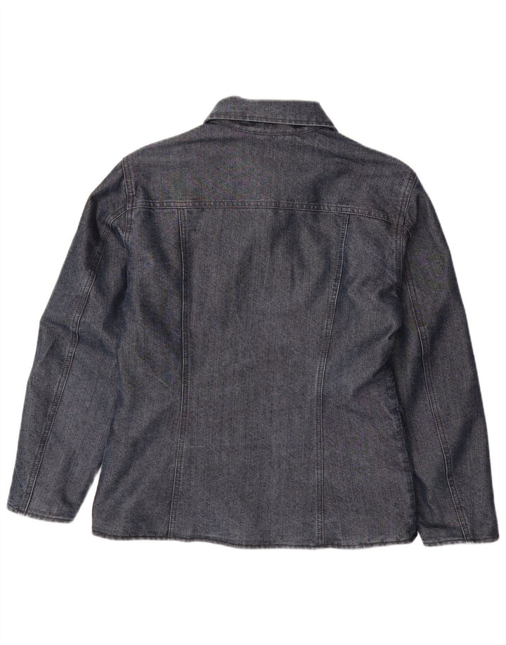 MUSTANG Womens Denim Jacket UK 14 Large Navy Blue Cotton