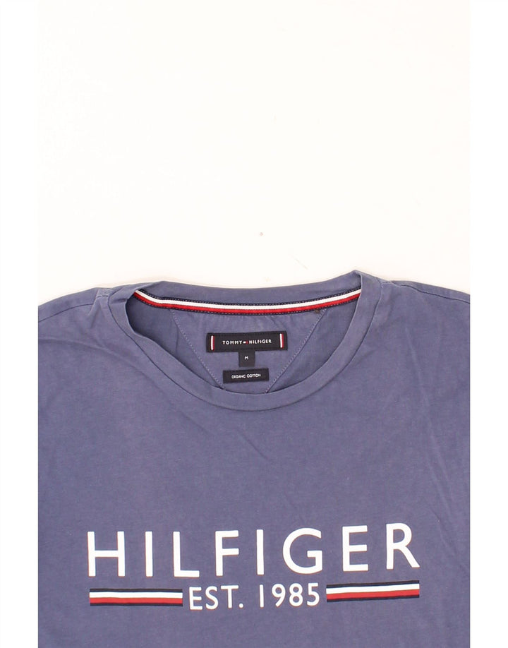 TOMMY HILFIGER Mens Graphic T-Shirt Top Medium Navy Blue Cotton Vintage Tommy Hilfiger and Second-Hand Tommy Hilfiger from Messina Hembry 