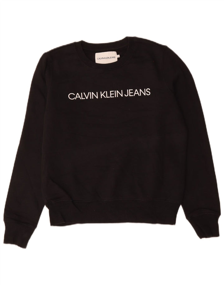 CALVIN KLEIN JEANS Dame Oversized Sweatshirt Jumper UK 10 Lille Sort